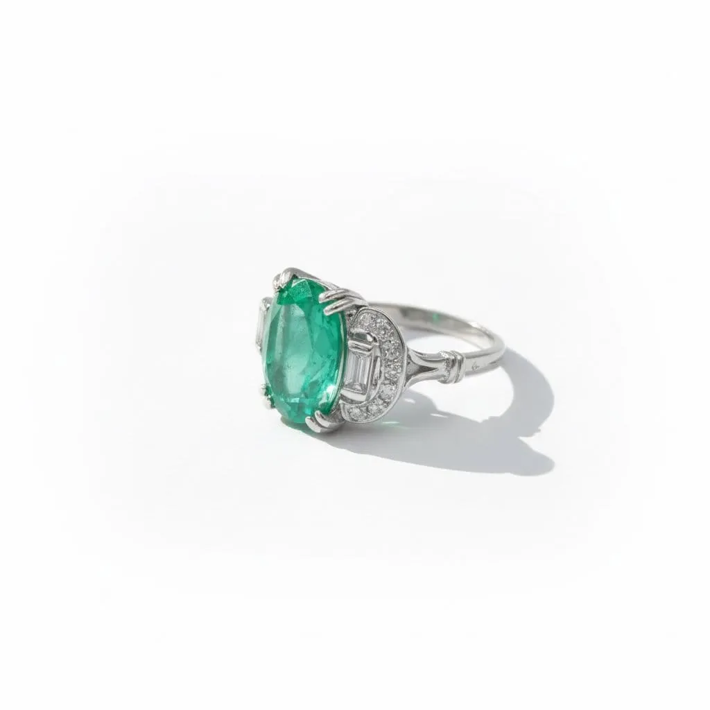 Bague en or blanc 18 carats à émeraude de Colombie 5,12 ct et diamants sold by 58 Facettes product image thumbnail 5