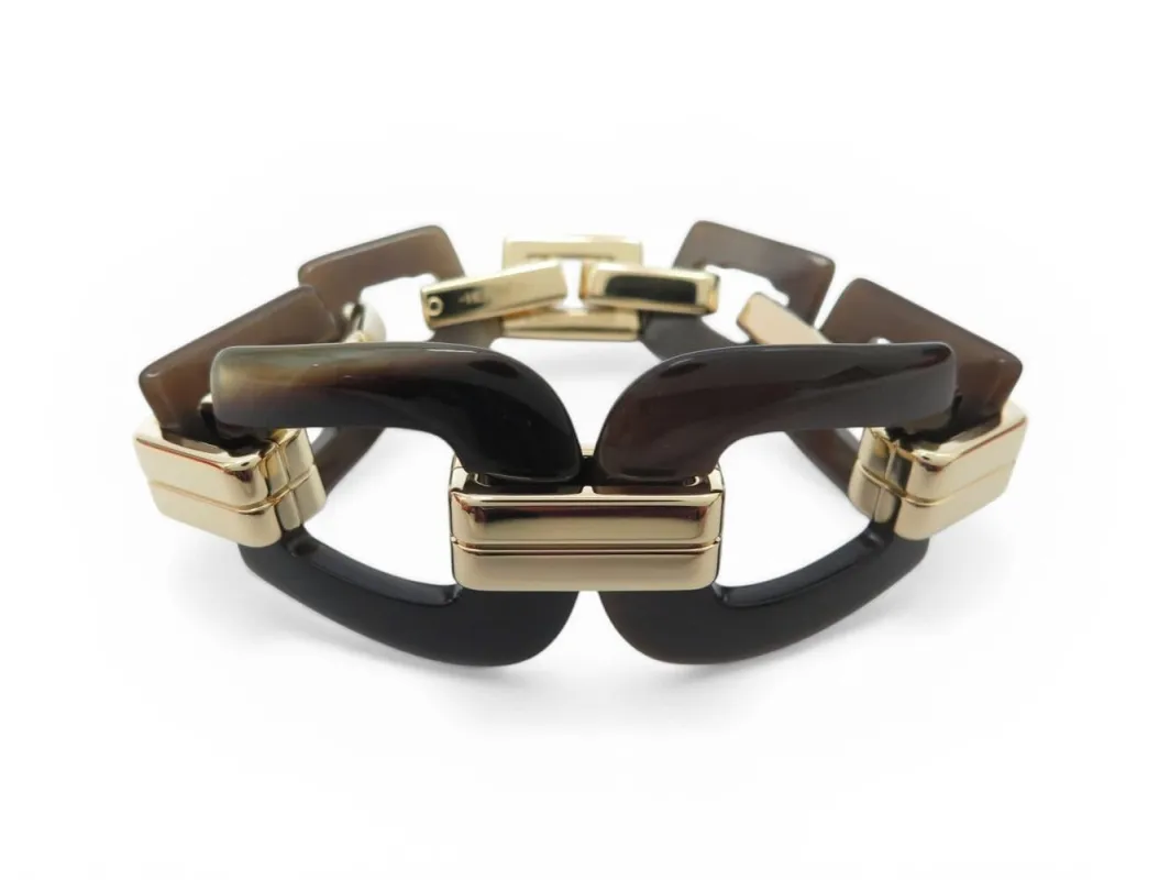 Hermès Écuyère - Bracelet en corne de buffle et métal doré made by 58 Facettes