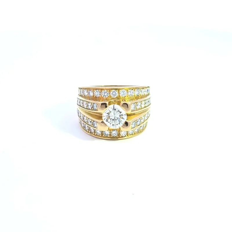 Bague vintage en or jaune 18k avec diamants made by 58 Facettes