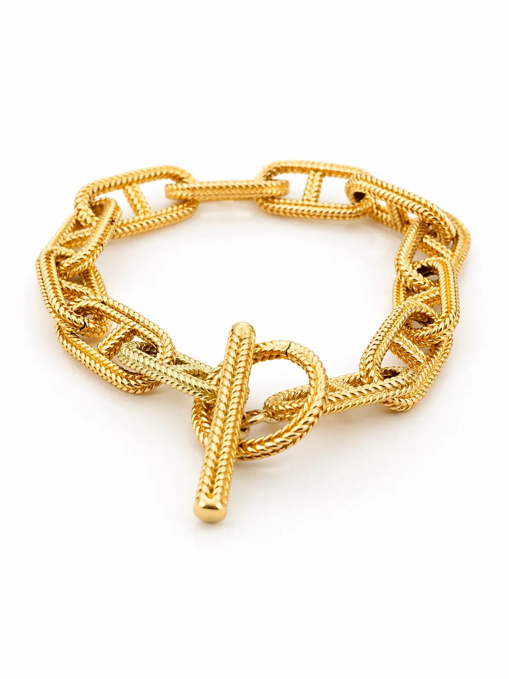 Bracelet chaîne en or jaune 18 carats avec fermoir toggle sold by 58 Facettes product image thumbnail 4