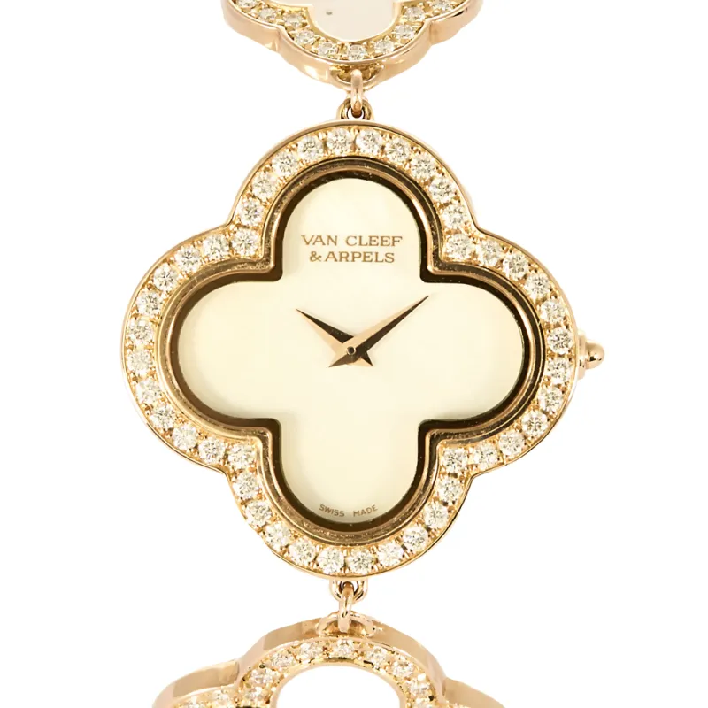 Montre Van Cleef & Arpels Alhambra or rose, nacre et diamants made by 58 Facettes