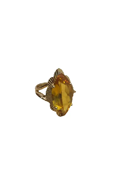 Bague marquise vintage en or jaune 18k et citrine sold by 58 Facettes
