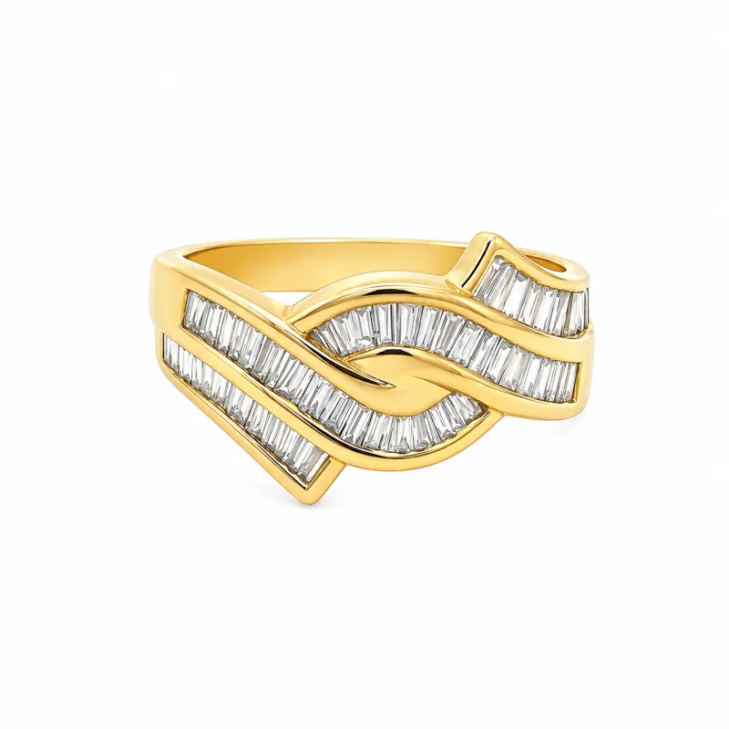 Eternal Waves - Bague en or blanc 750 et diamants taille baguette made by 58 Facettes