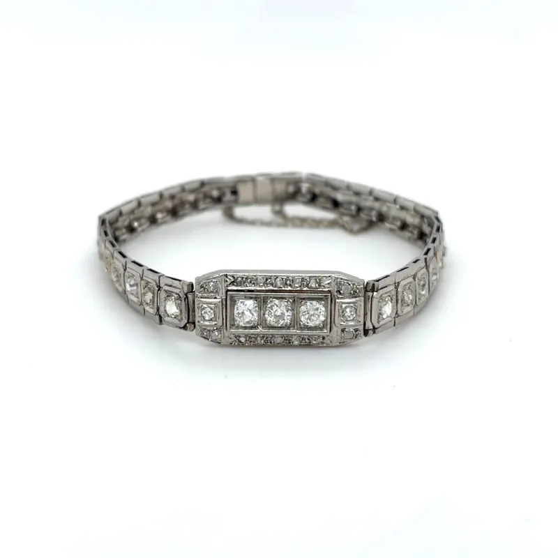 Art Déco - Bracelet en platine 950 et diamants anciens made by 58 Facettes
