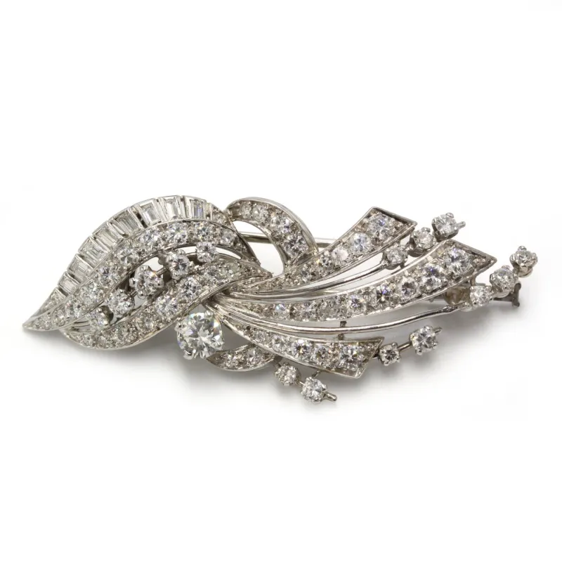 Broche Art déco en platine et diamants made by 58 Facettes