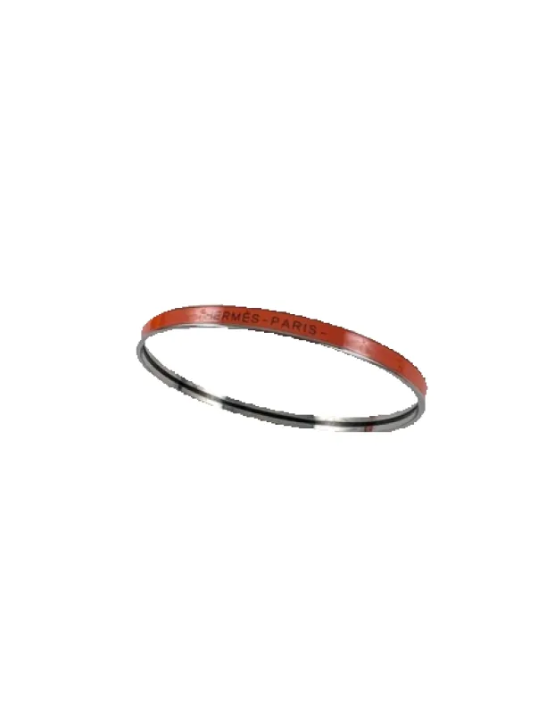 Hermès - Bracelet jonc Uni en acier et émail orange made by 58 Facettes