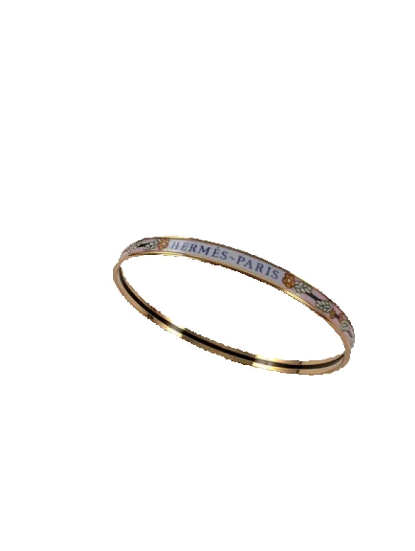 Hermès - Bracelet jonc De l'Ombrelle aux Duels en plaqué or rose et émail made by 58 Facettes