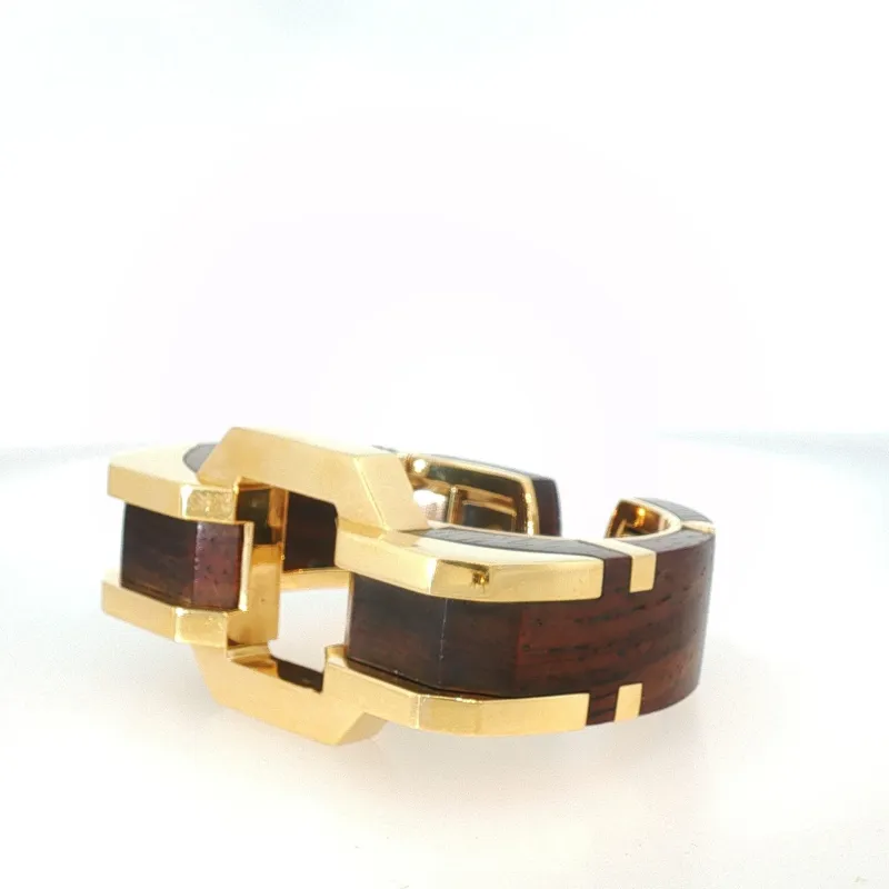 David Webb - Bracelet vintage en or jaune 18 K et bois cocobolo made by 58 Facettes