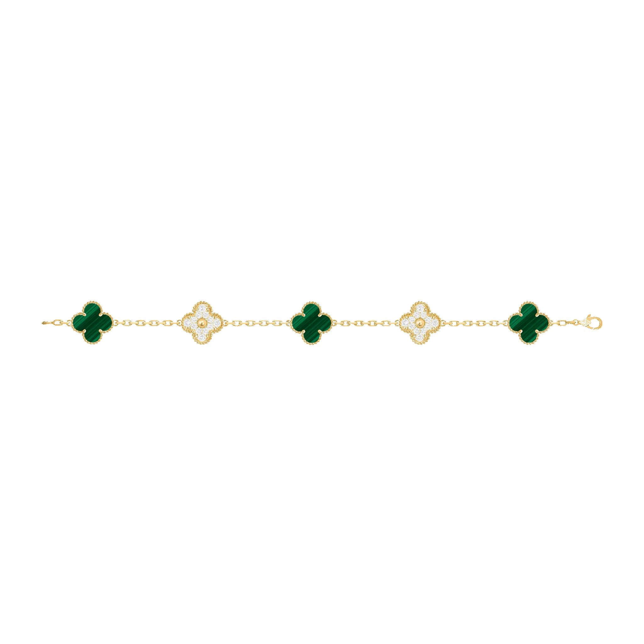 Van Cleef & Arpels Alhambra - Bracelet en or jaune 18 K malachite et diamants sold by 58 Facettes
