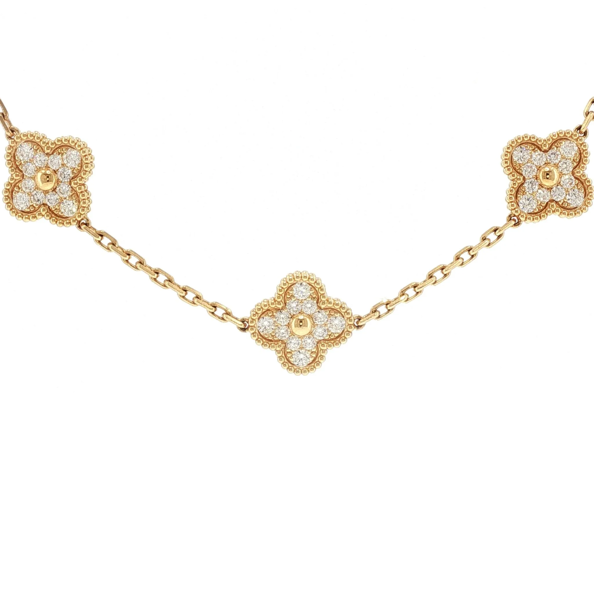 Van Cleef & Arpels Alhambra - Collier 10 motifs en or jaune et diamants sold by 58 Facettes product image thumbnail 5