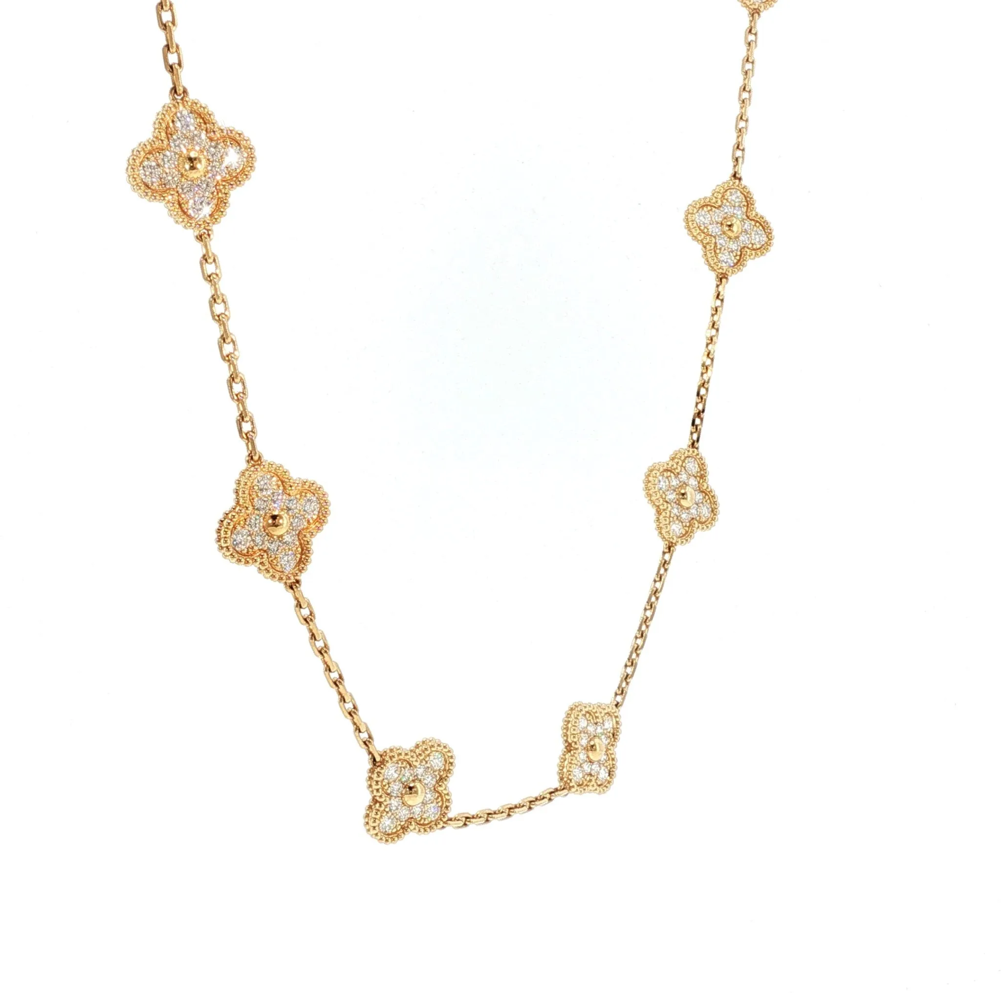 Van Cleef & Arpels Alhambra - Collier 10 motifs en or jaune et diamants sold by 58 Facettes product image thumbnail 2