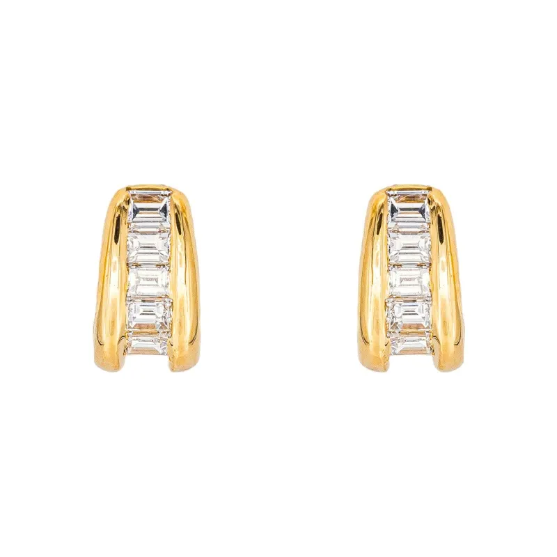 Boucles d'oreilles - Puces en or jaune diamants made by 58 Facettes