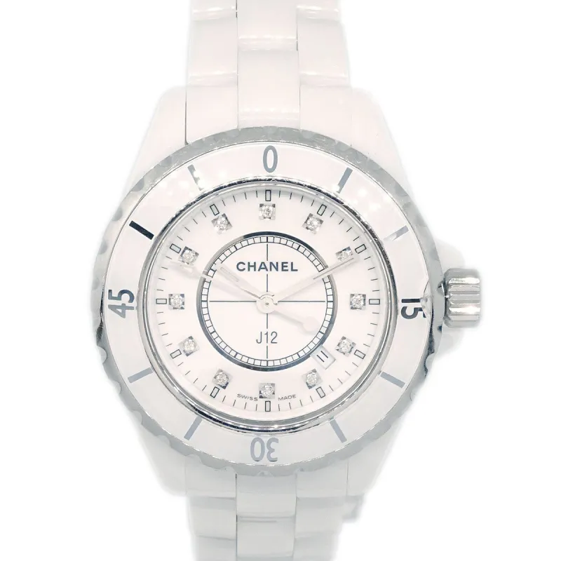 Chanel J12 - Montre quartz en céramique et acier inoxydable avec index diamant made by 58 Facettes