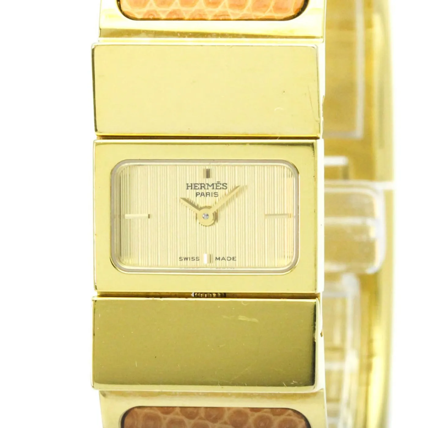 Hermès Loquet - Montre quartz plaquée or et lézard sold by 58 Facettes product image thumbnail 3