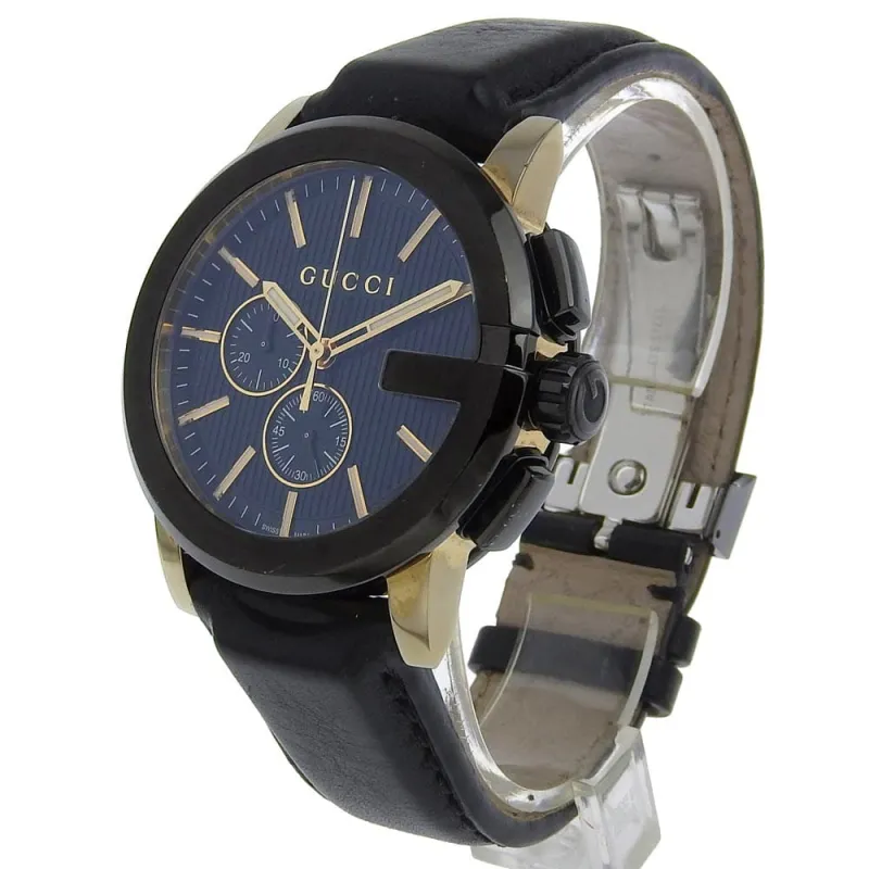 Gucci 101G - Montre chronographe quartz en acier inoxydable et cuir Guccissima made by 58 Facettes