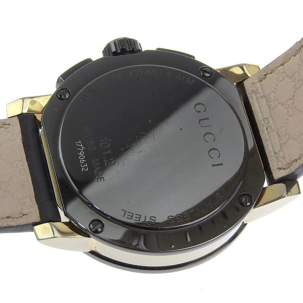 Gucci 101G - Montre chronographe quartz en acier inoxydable et cuir Guccissima sold by 58 Facettes product image thumbnail 5