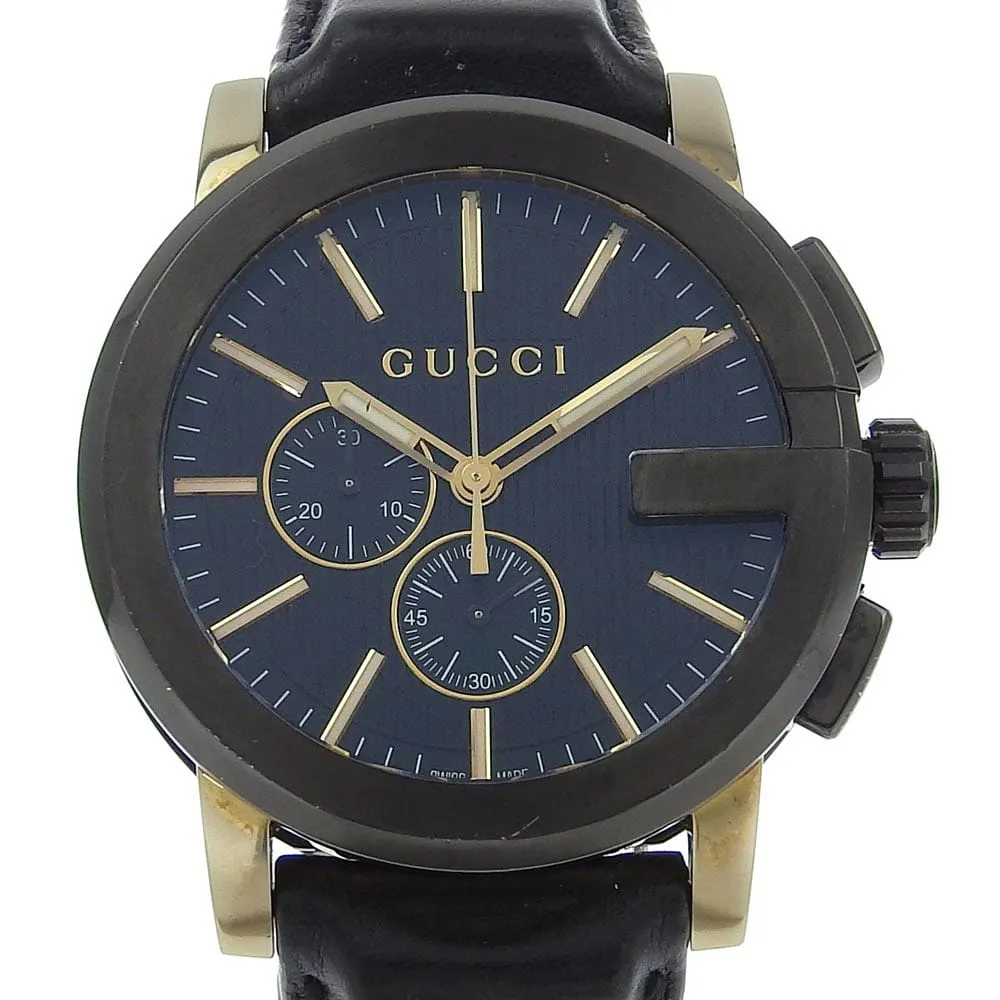 Gucci 101G - Montre chronographe quartz en acier inoxydable et cuir Guccissima sold by 58 Facettes product image thumbnail 2