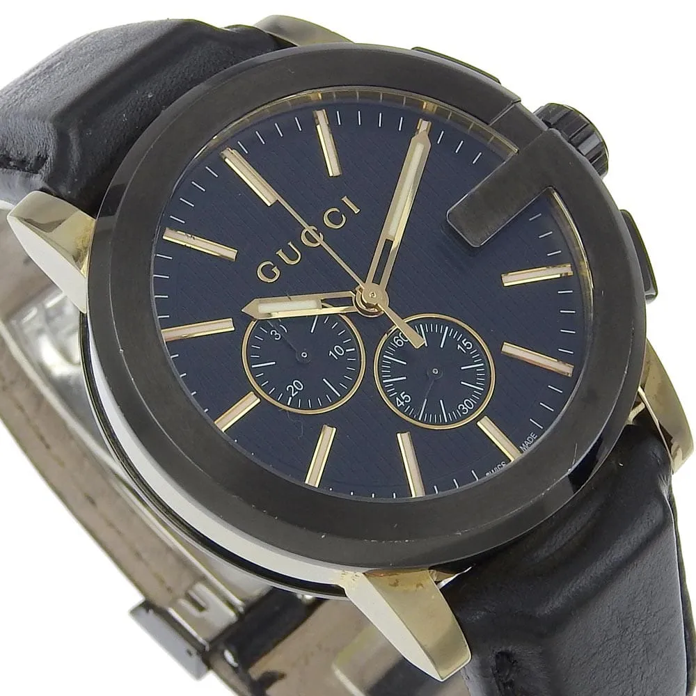 Gucci 101G - Montre chronographe quartz en acier inoxydable et cuir Guccissima sold by 58 Facettes product image thumbnail 3