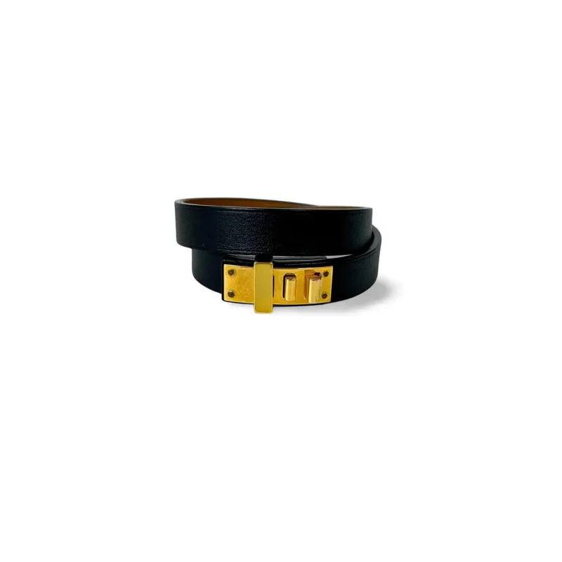 Hermes Mini Dog Double Tour Bracelet Leather made by 58 Facettes