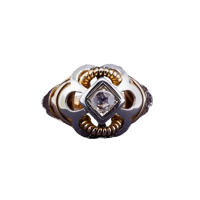 Vintage - Bague en or jaune et blanc diamant taille rose made by 58 Facettes