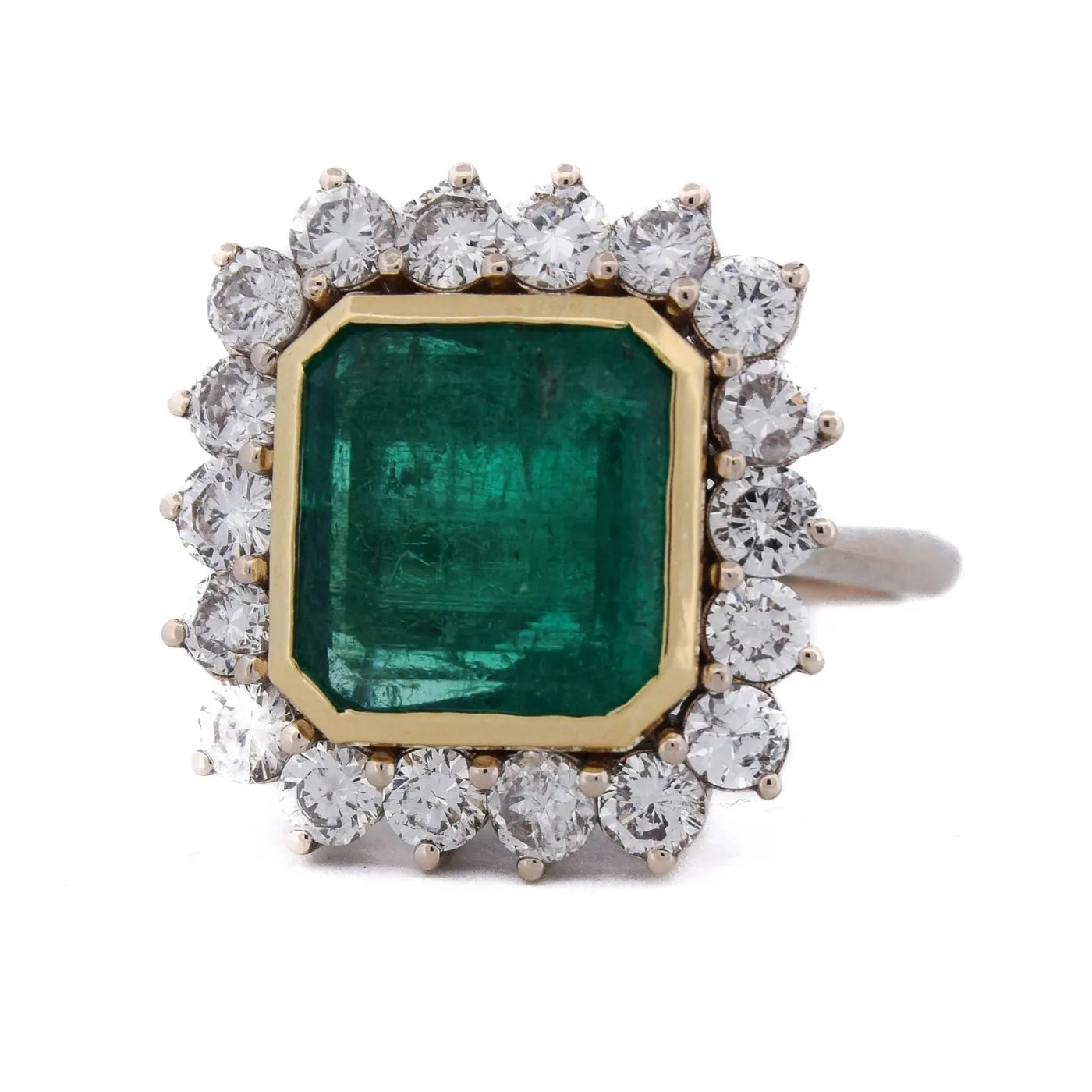 Bague vintage en or jaune 18 kt avec émeraude et diamants sold by 58 Facettes product image thumbnail 5