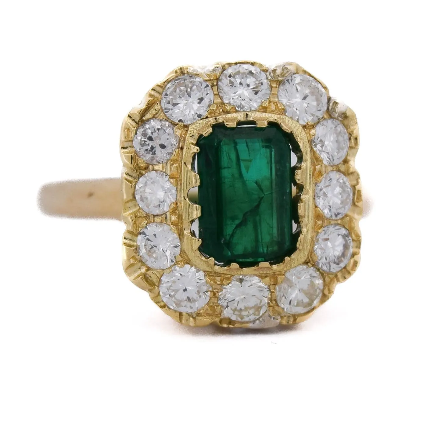 Bague vintage en or jaune 18 ct avec émeraude et diamants sold by 58 Facettes product image thumbnail 3