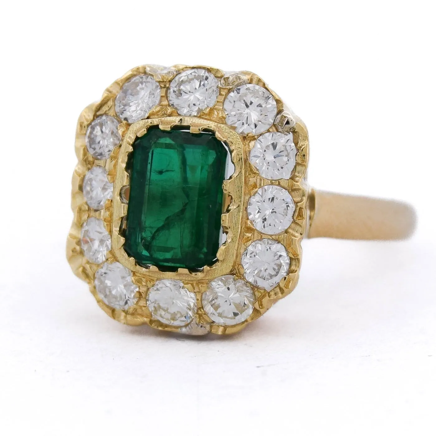 Bague vintage en or jaune 18 ct avec émeraude et diamants sold by 58 Facettes product image thumbnail 4