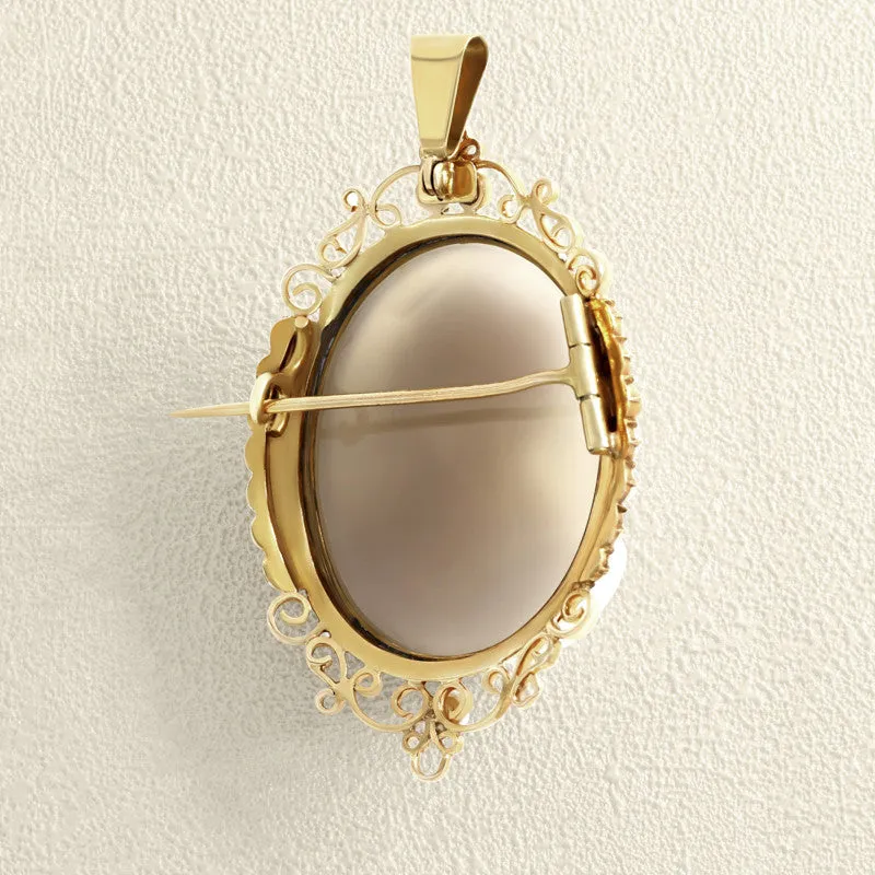 Broche pendentif camée en or jaune, agate et perles fines sold by 58 Facettes product image thumbnail 3