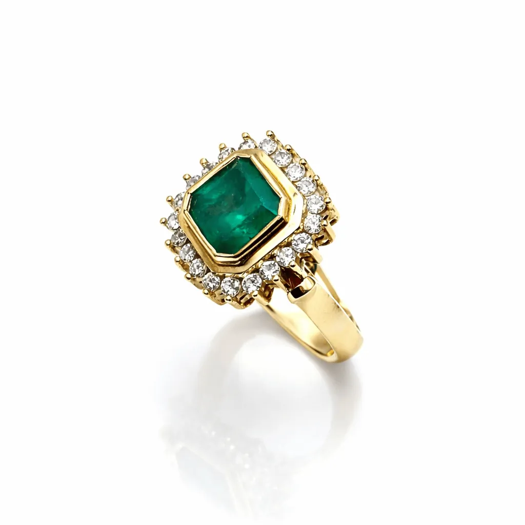 Bague en or jaune 18 ct, émeraude colombienne et diamants sold by 58 Facettes product image thumbnail 3