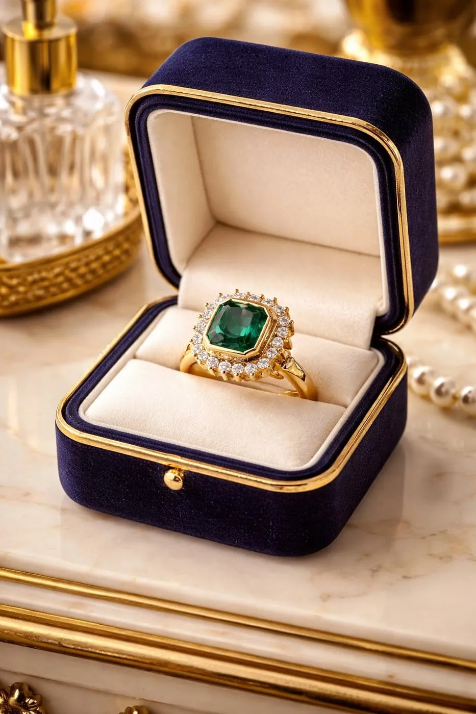 Bague en or jaune 18 ct, émeraude colombienne et diamants sold by 58 Facettes product image thumbnail 5