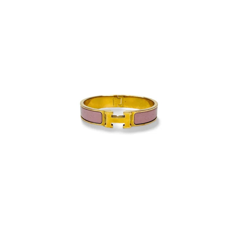 Hermès Clic H - Bracelet en or et émail imprimé made by 58 Facettes