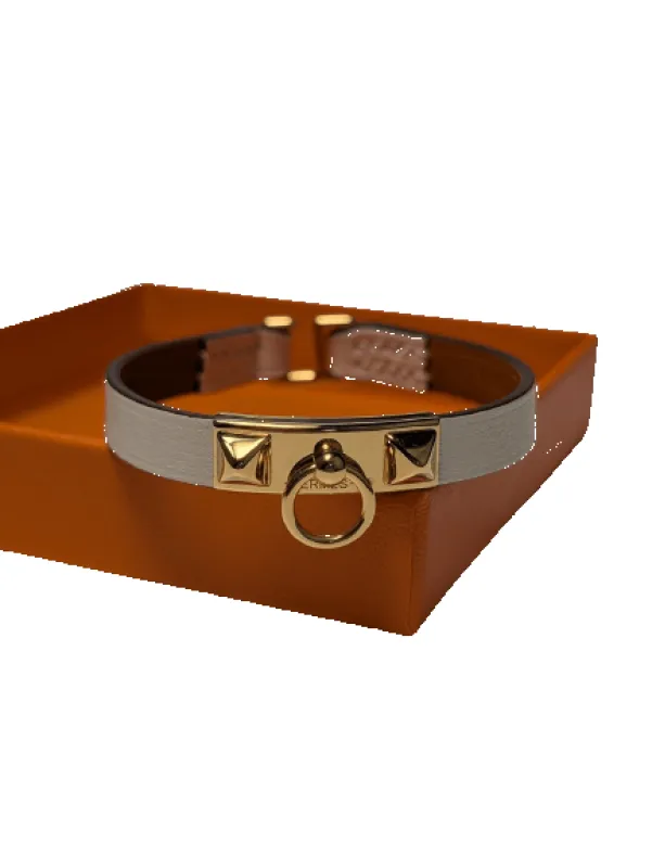Hermès Rivale Mini - Bracelet en plaqué or et cuir made by 58 Facettes