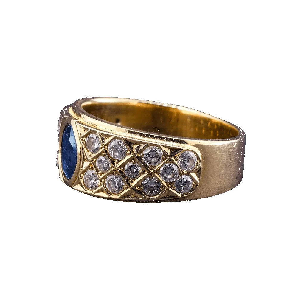 Vintage - Bague chevalière en or jaune, saphir et diamants sold by 58 Facettes product image thumbnail 4