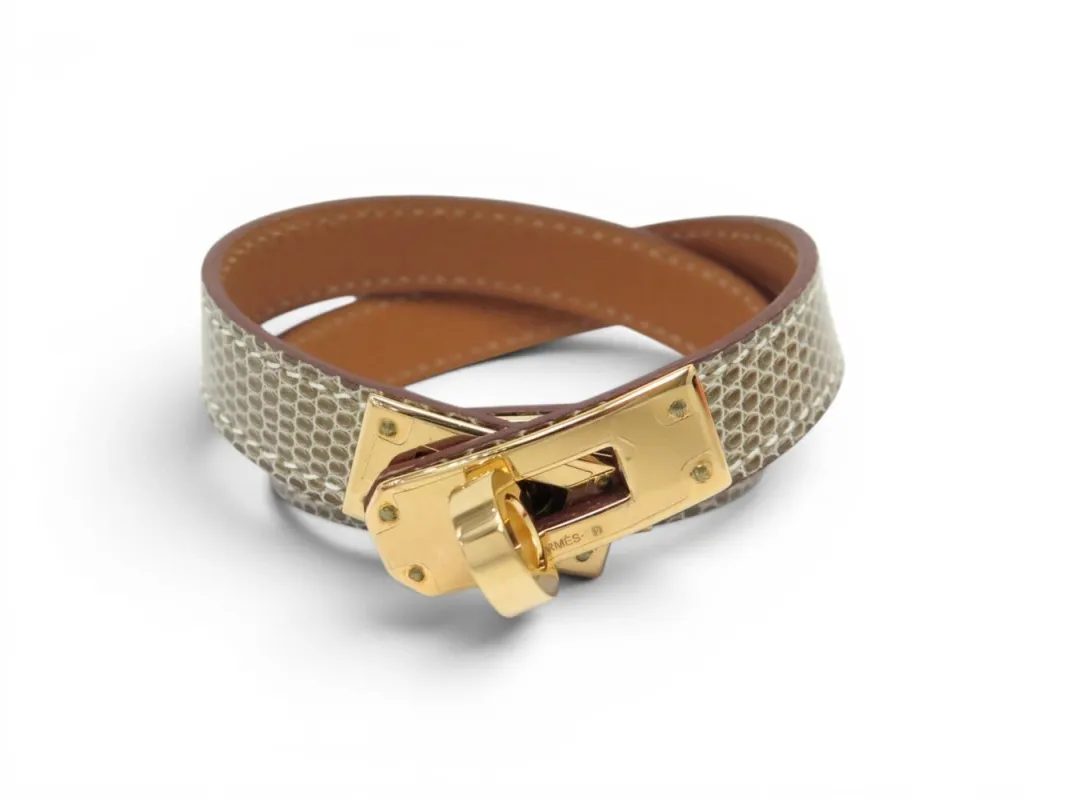 Hermès Kelly Double Tour - Bracelet M en cuir de lézard made by 58 Facettes