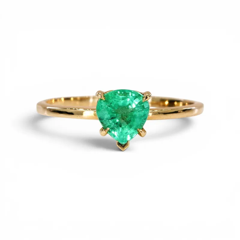 Bague en or jaune 14 ct et émeraude naturelle made by 58 Facettes