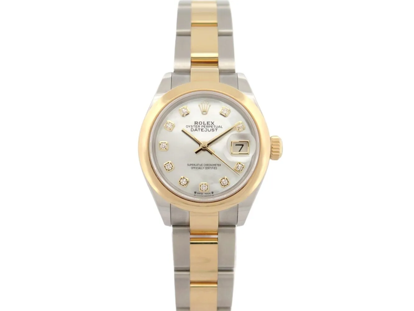 Rolex Lady-Datejust 28 - Montre Oyster en or jaune et acier, diamants sold by 58 Facettes
