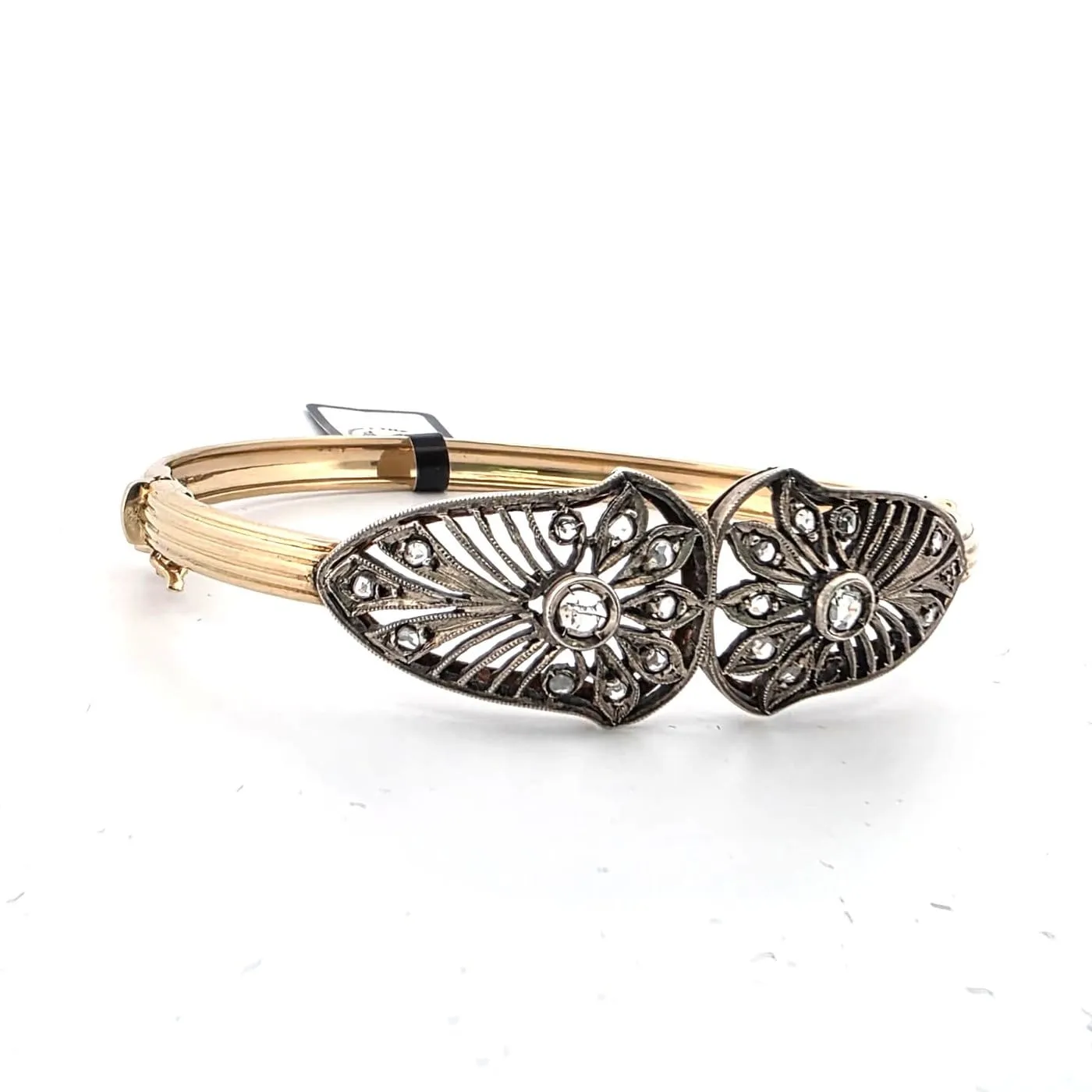 Bracelet rigide victorien en or jaune, argent et diamants sold by 58 Facettes product image thumbnail 3