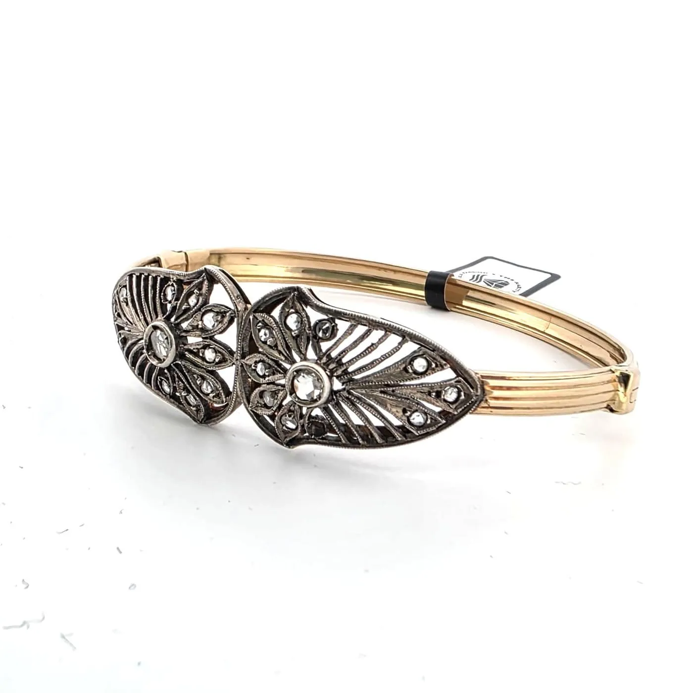 Bracelet rigide victorien en or jaune, argent et diamants sold by 58 Facettes product image thumbnail 4