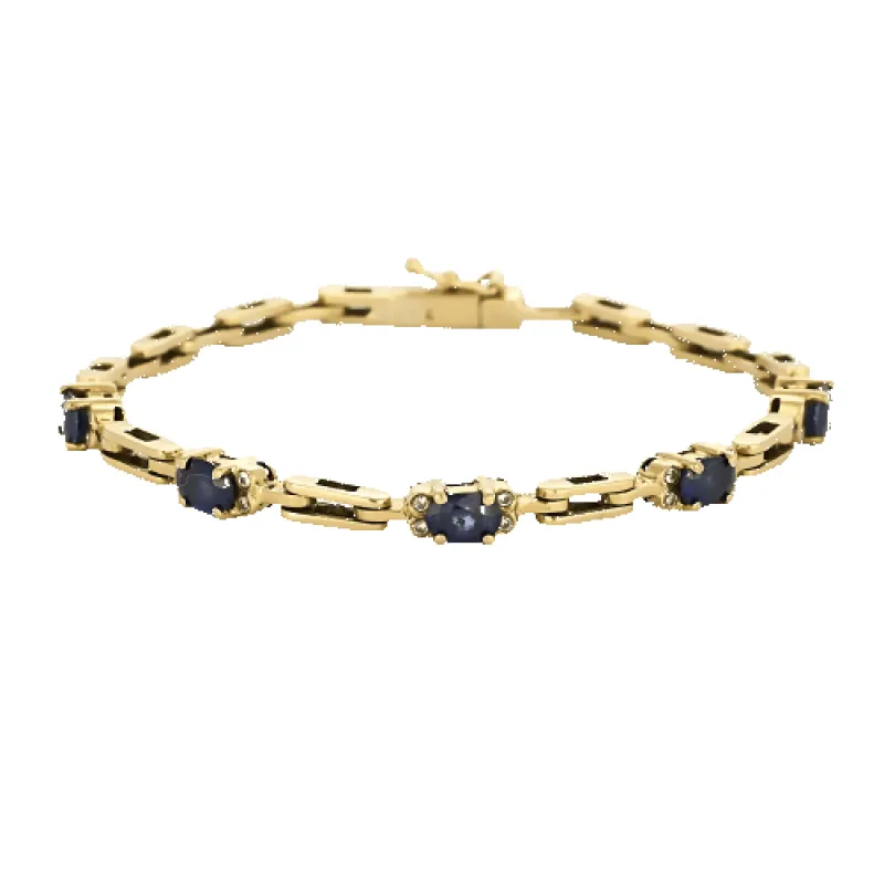 Bracelet ligne en or jaune 18K, saphirs et diamants made by 58 Facettes