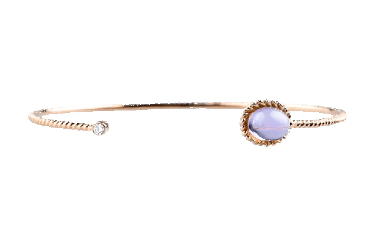 Bracelet améthyste cabochon et diamant en or jaune 18K made by 58 Facettes