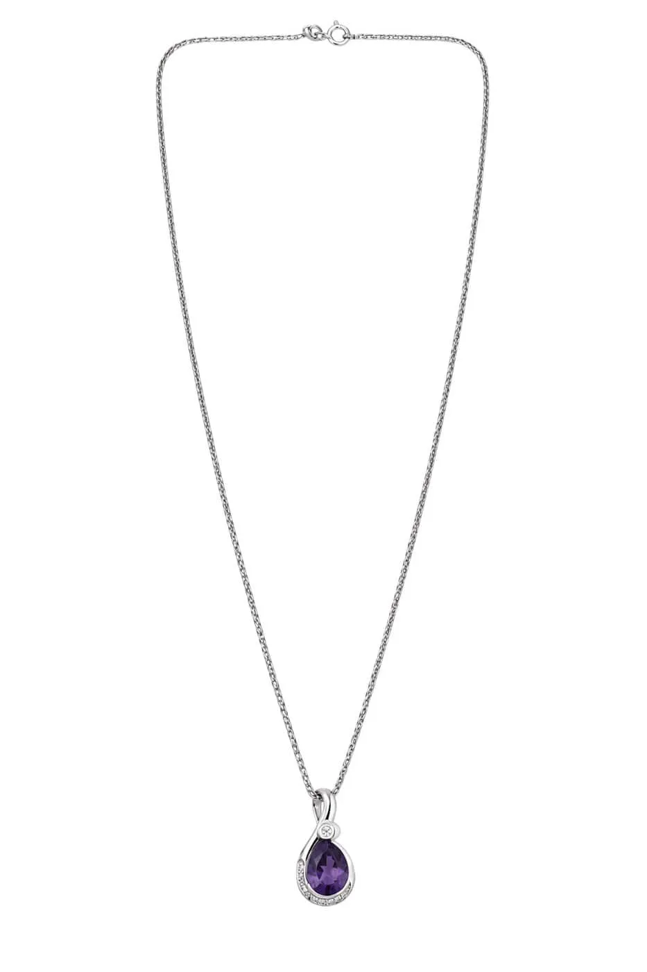 Collier pendentif goutte d’améthyste en or blanc et diamants sold by 58 Facettes product image thumbnail 3