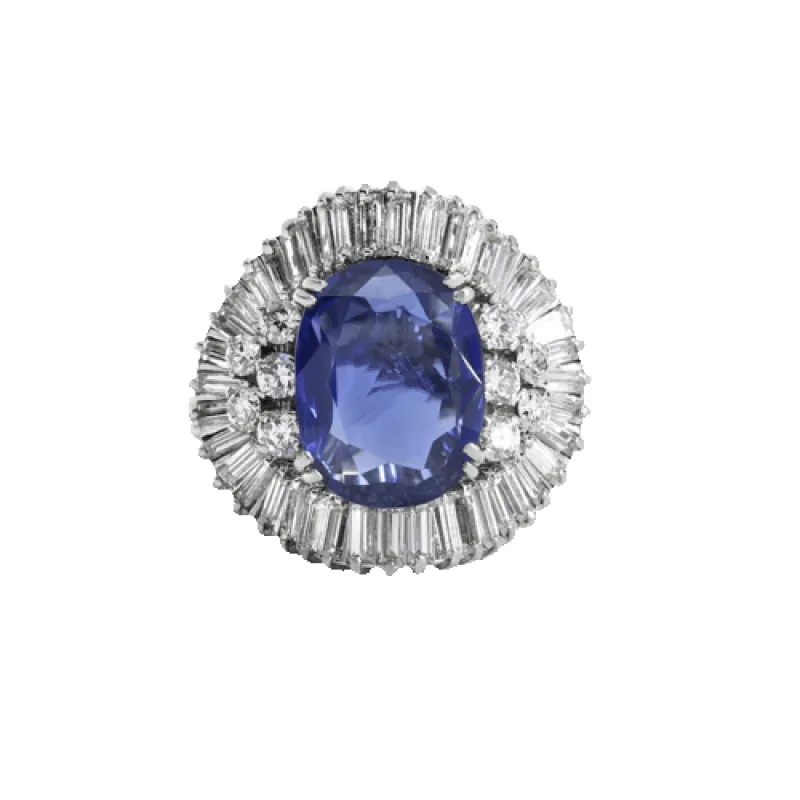 Bague en platine, saphir et diamants made by 58 Facettes