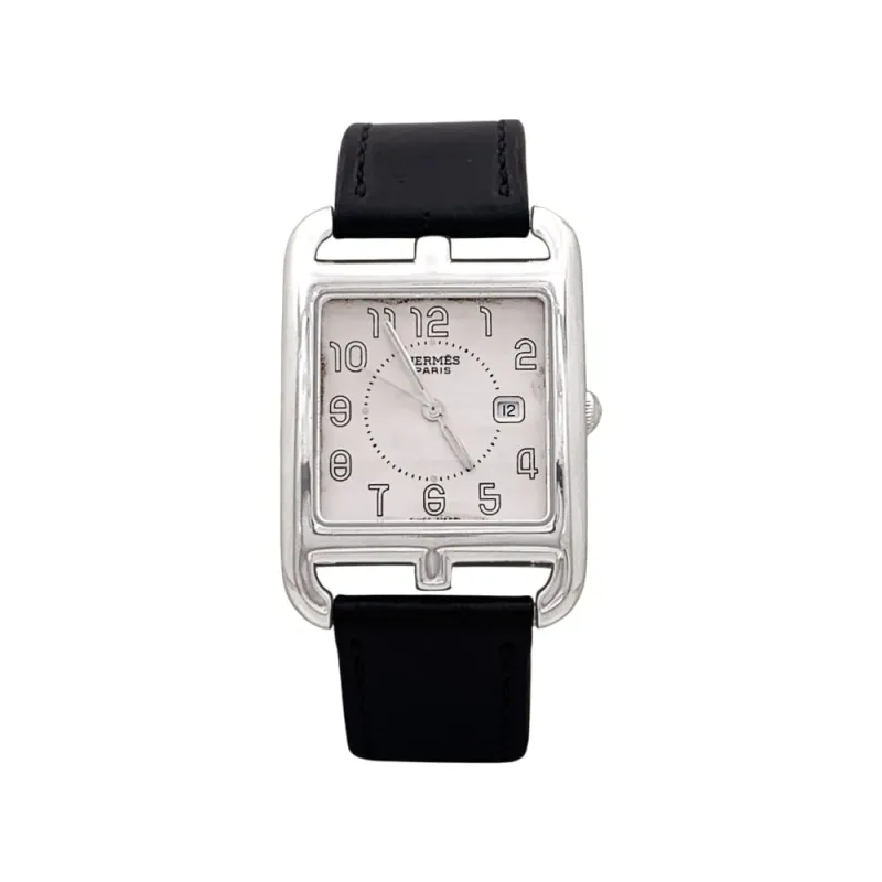 Hermès Cape Cod - Montre grand modèle en acier et cuir made by 58 Facettes