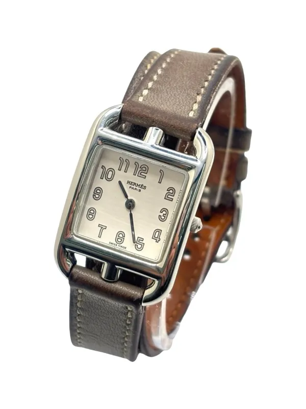 Hermès Cape Cod - Montre en acier bracelet cuir made by 58 Facettes