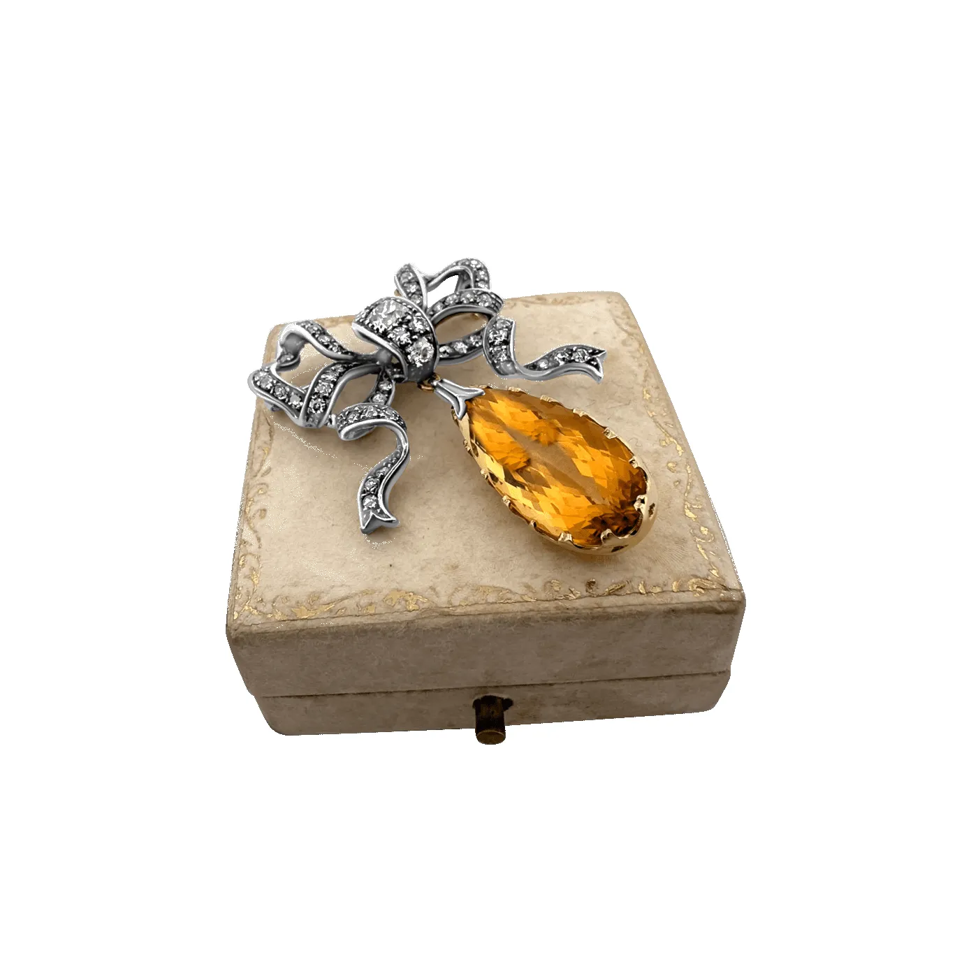 Broche-pendentif victorienne portugaise en or, argent, topaze et diamants sold by 58 Facettes product image thumbnail 3
