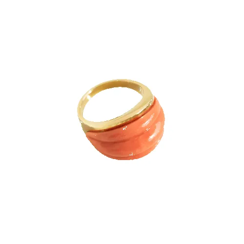 Bague en or jaune 14 carats et corail sculptural sold by 58 Facettes