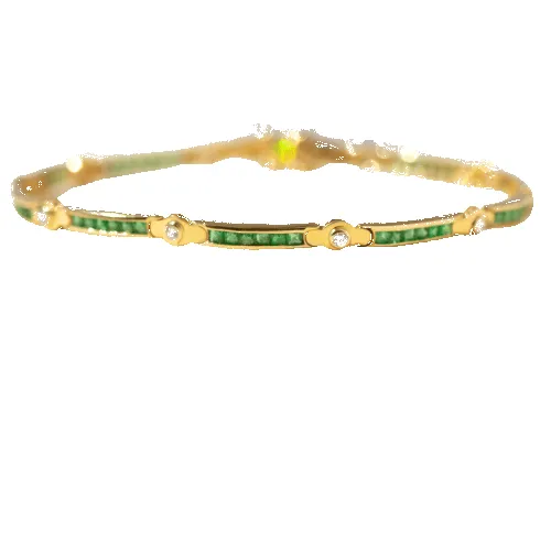 Bracelet tennis en or jaune avec émeraudes et diamants sold by 58 Facettes