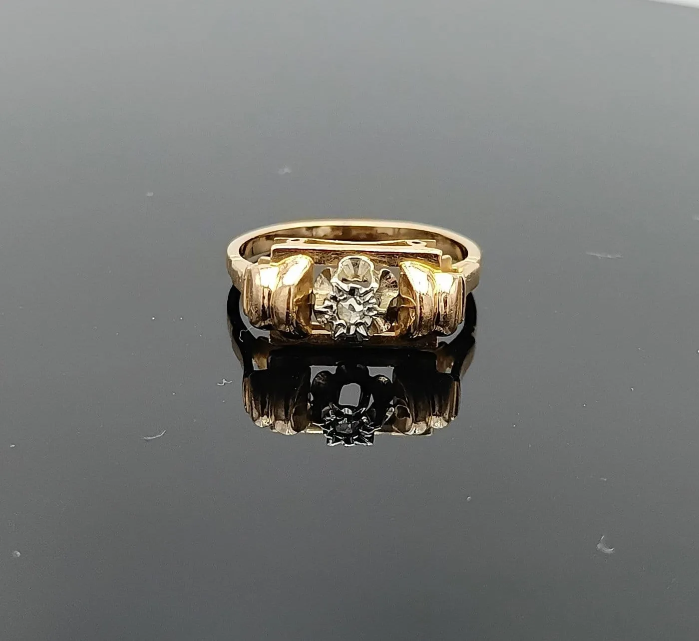 Bague tank en or 18K et platine avec diamant sold by 58 Facettes product image thumbnail 5