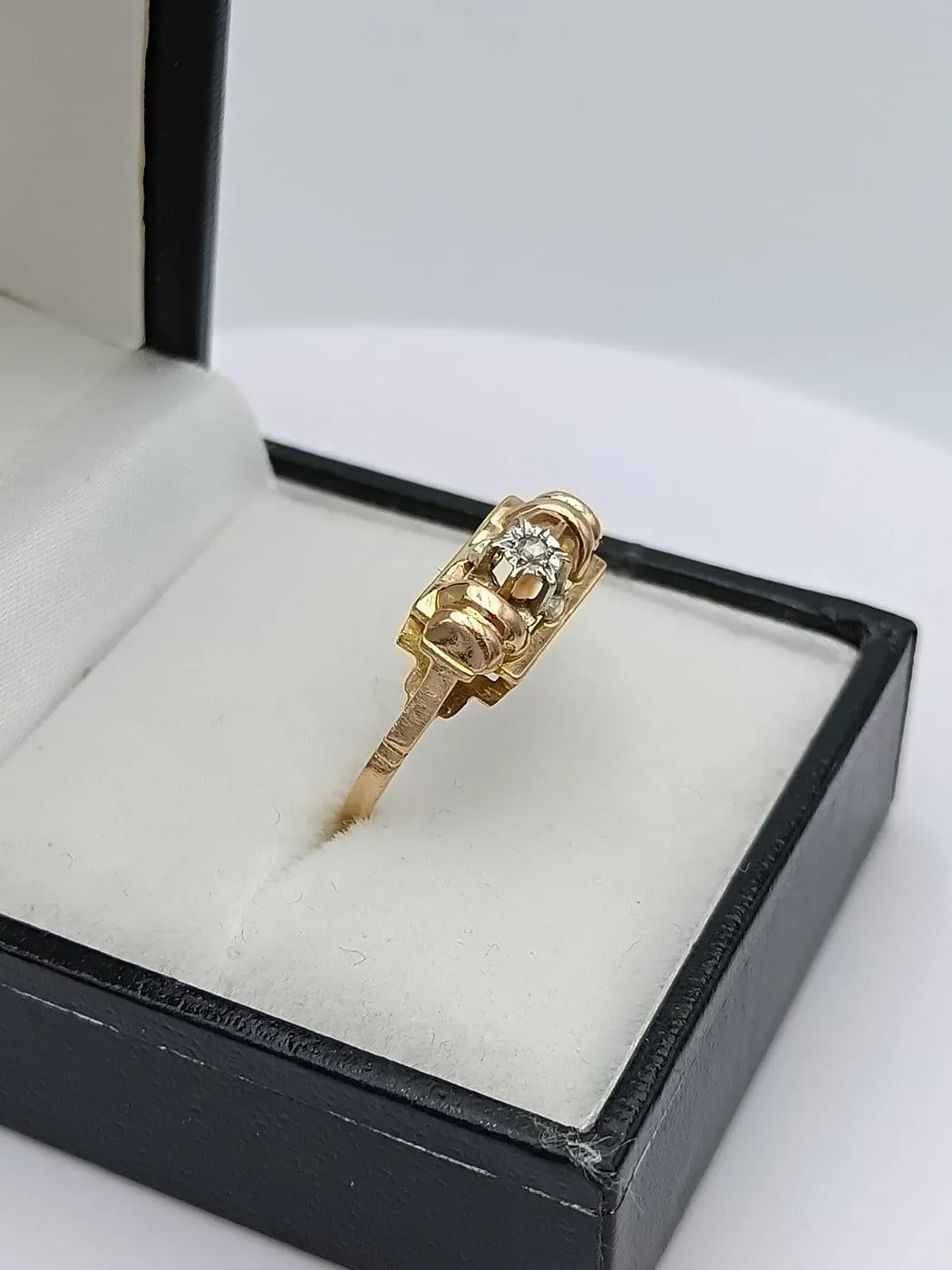 Bague tank en or 18K et platine avec diamant sold by 58 Facettes product image thumbnail 3