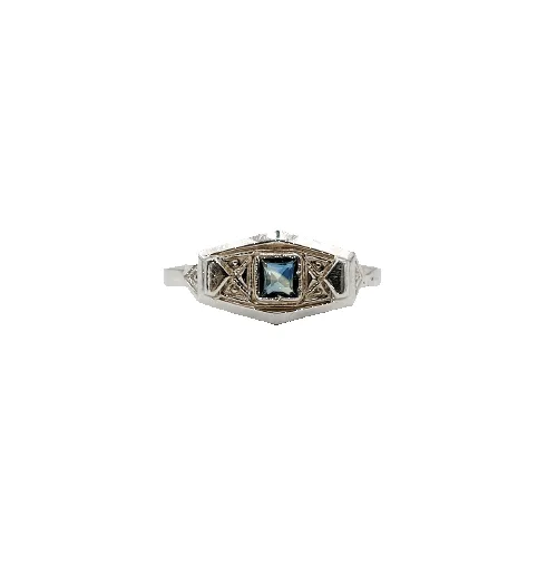 Bague Tank Art déco en or 18k et saphir sold by 58 Facettes product image thumbnail 3